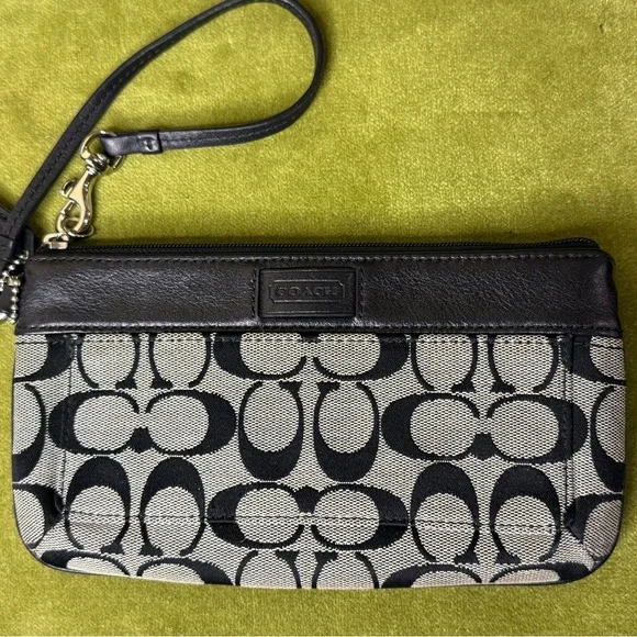 Coach Black and Grey Signature Wristlet - Very Well Loved Like New. - Picture 1 of 5